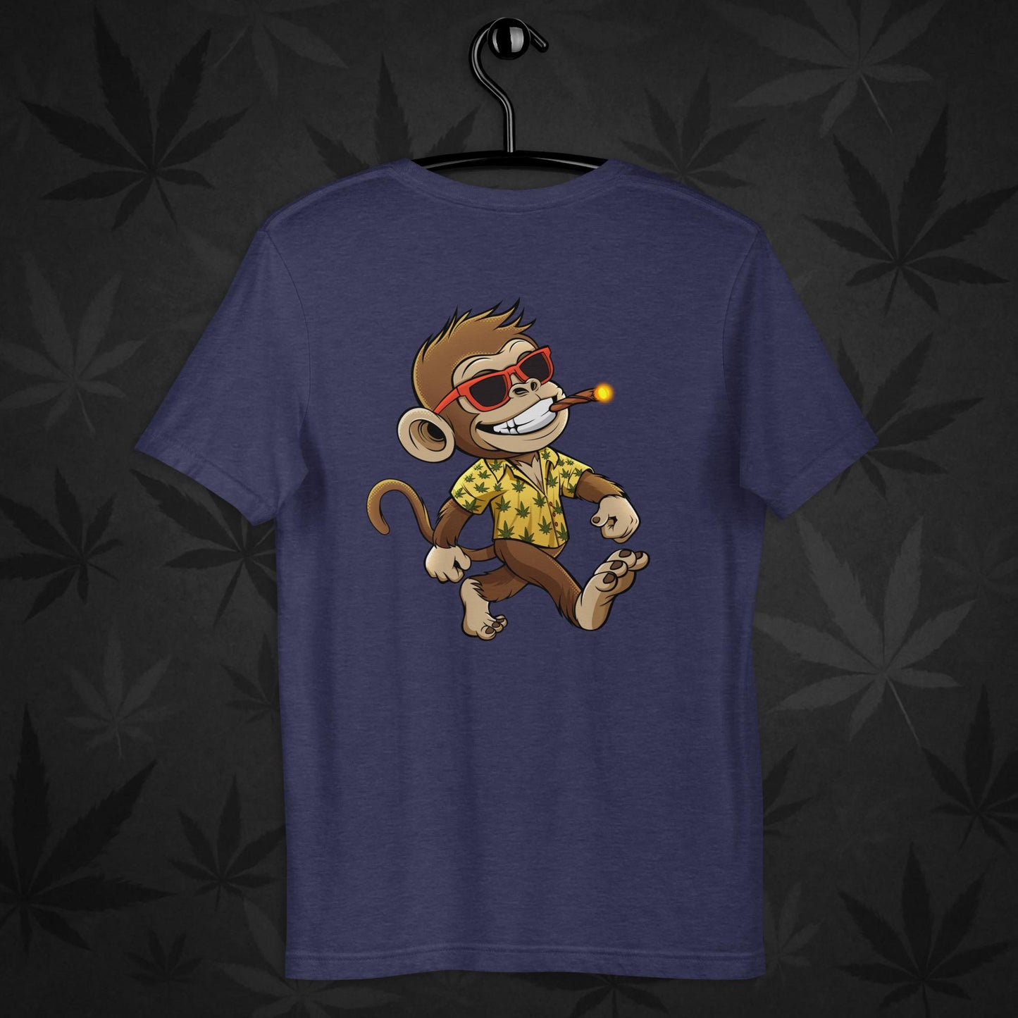 Dark Blue Chill Monkey logo t-shirt – minimalist front print cannabis streetwear