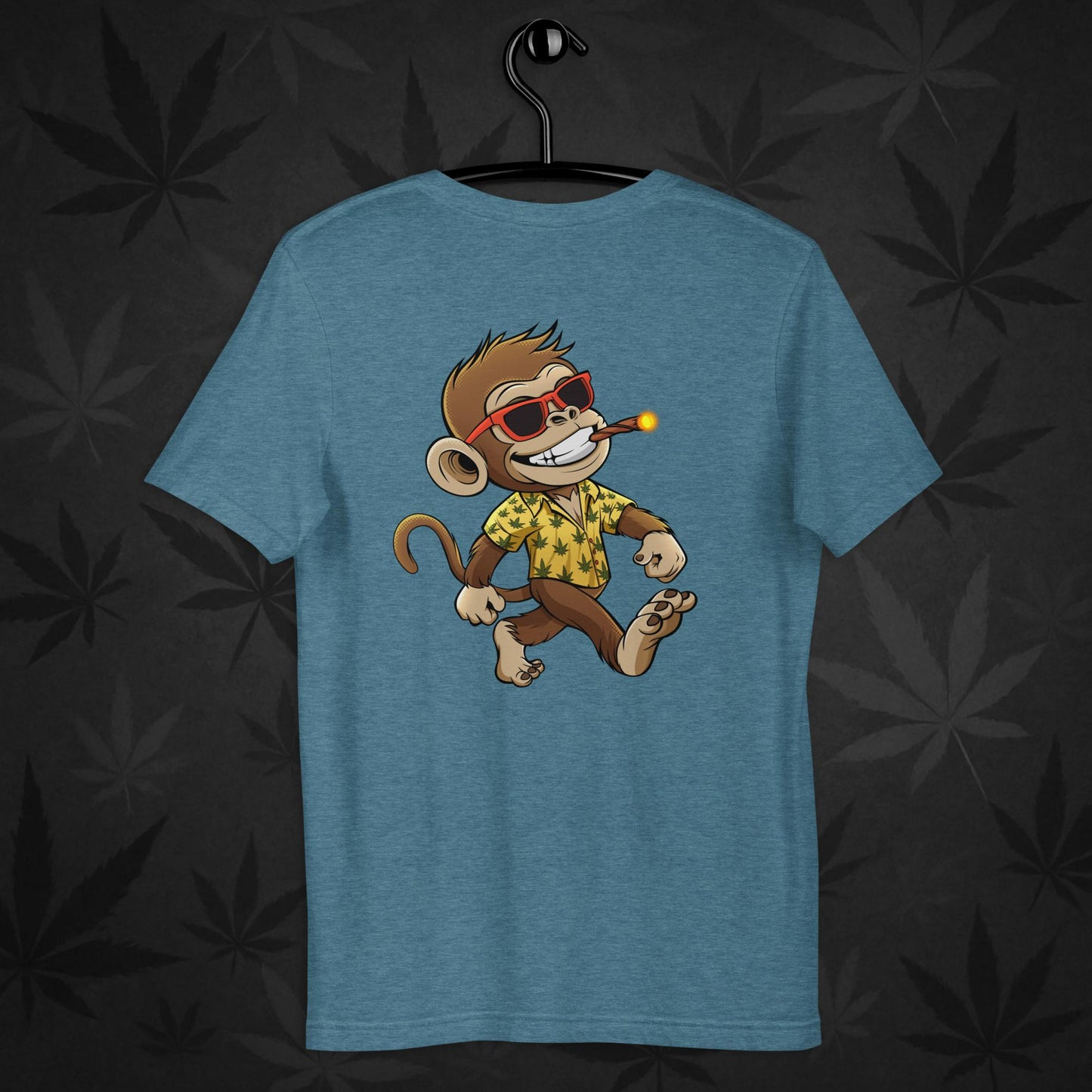 Blue Chill Monkey logo t-shirt – minimalist front print cannabis streetwear