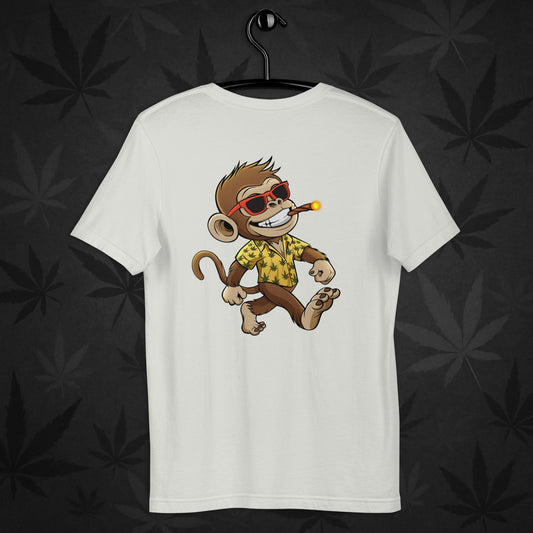 Light Grey Chill Monkey logo t-shirt – minimalist front print cannabis streetwear