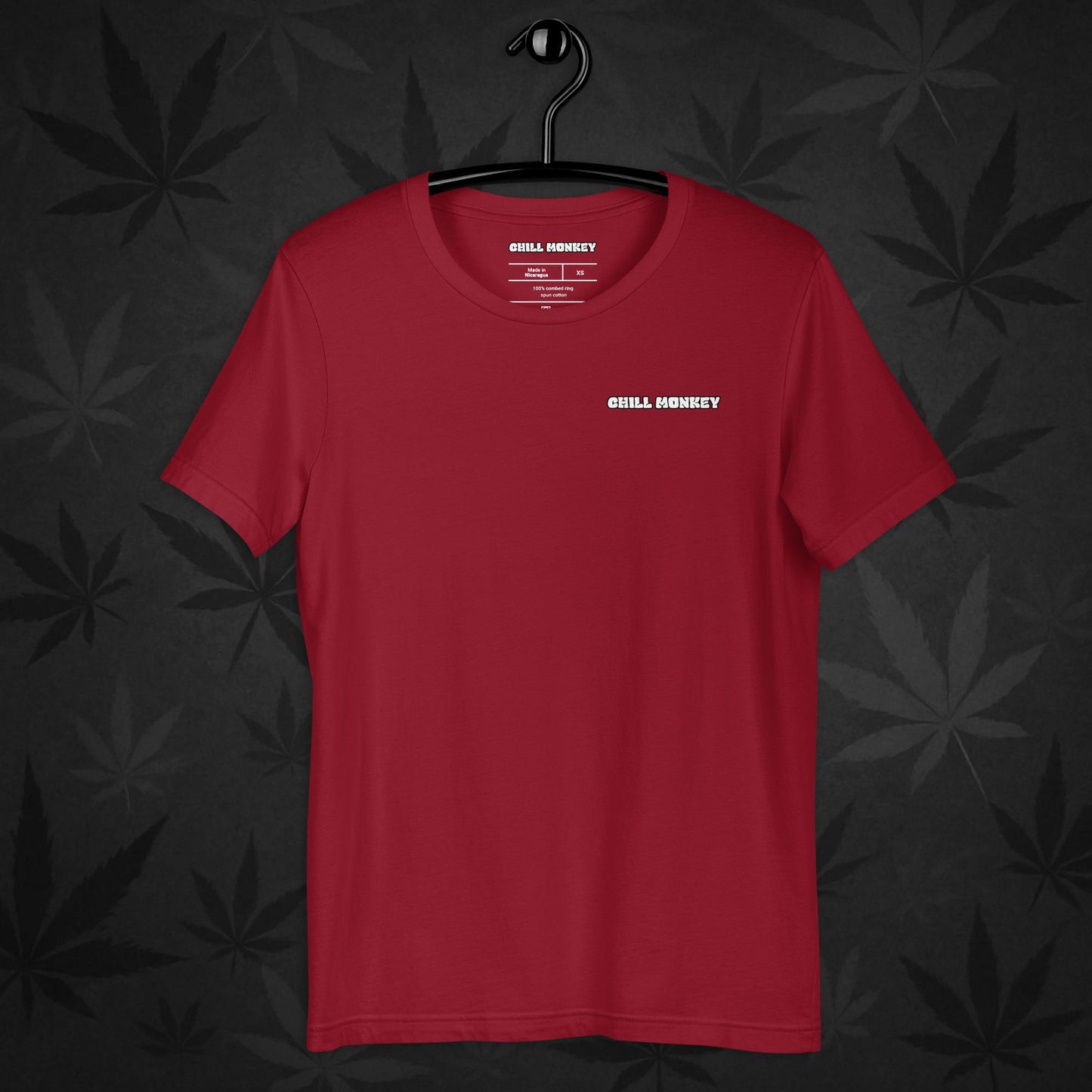 Red Chill Monkey logo t-shirt – minimalist front print cannabis streetwear