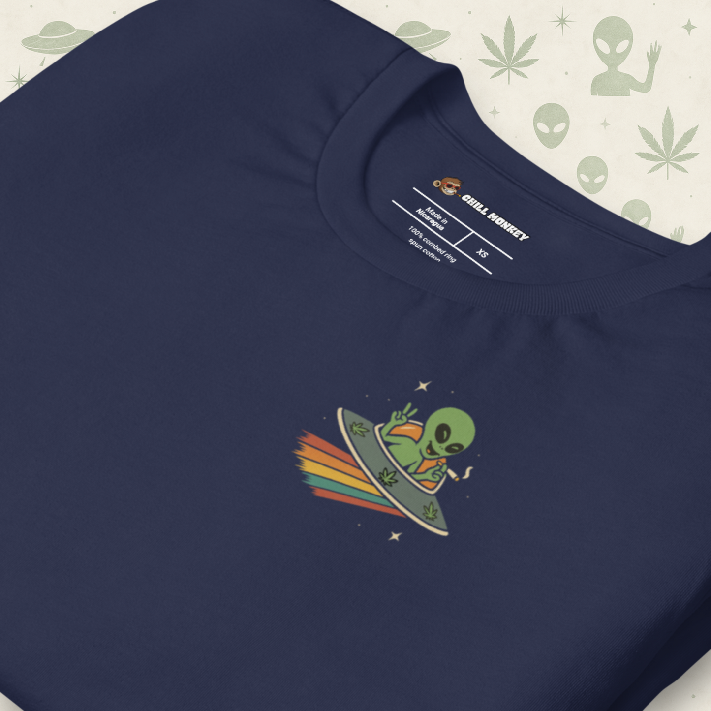 Alien in the Sky Weed Tee – Intergalactic 420 Cartoon
