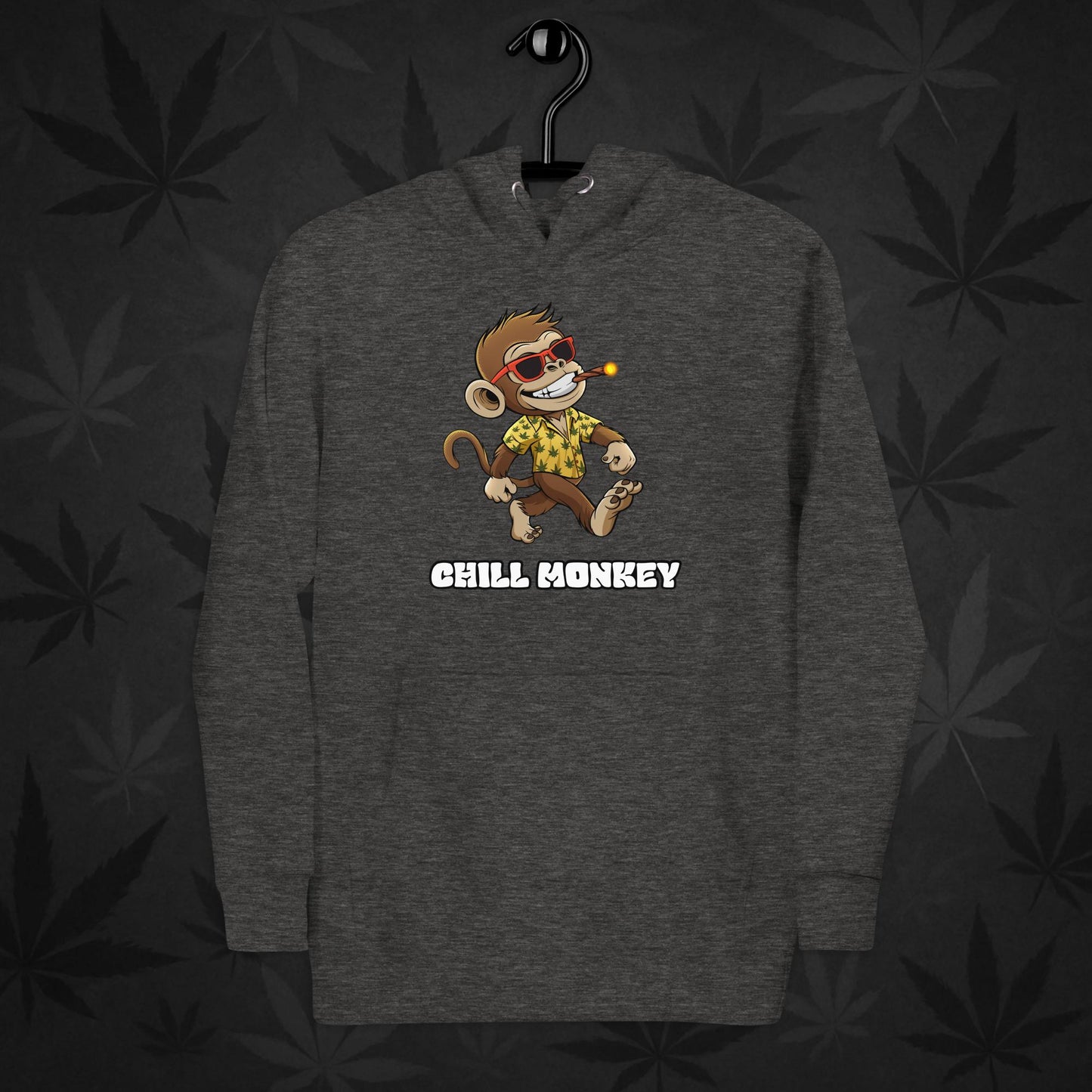 Vintage black hoodie with smoking cartoon monkey – Chill Monkey 420 streetwear design
