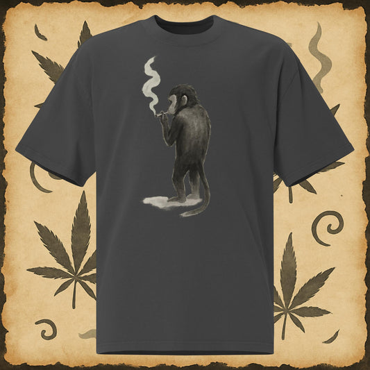 Black 420 shirt with smoking monkey – zen cannabis art tee for unisex streetwear lovers
